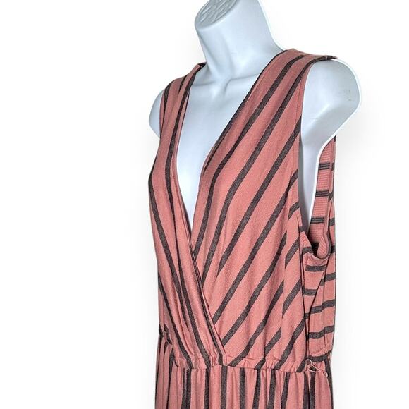 TORRID Textured Knit Wide Leg Jumpsuit Culotte Palazzo Tie Waist Striped Pink 3X - Picture 7 of 13